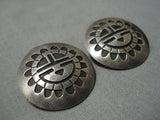 Exceptional Vintage Hopi Native American Sunface Sterling Silver Earrings-Nativo Arts