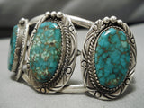 Museum Quality Vintage Native American Navajo Spiderweb Turquoise Sterling Silver Bracelet Old-Nativo Arts