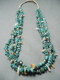 Native American Impressive Vintage Santo Domingo Turquoise Sterling Silver Necklace Old-Nativo Arts