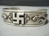 Heavy Whirling Logs Snake Vintage Native American Navajo Sterling Silver Bracelet-Nativo Arts