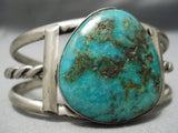 Opulent Vintage Native American Navajo Aqua Blue Turquoise Sterling Silver Bracelet Old-Nativo Arts