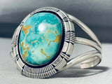 Mesmerizing Native American Navajo Signed Royston Turquoise Sterling Silver Huge Bracelet-Nativo Arts