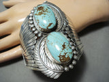 One Of The Best Vintage Native American Navajo #8 Turquoise Sterling Silver Bracelet Old-Nativo Arts