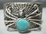 Extreme Detail Spider Vintage Native American Navajo Turquoise Sterling Silver Bracelet-Nativo Arts