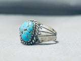 Fabulous Vintage Native American Navajo #8 Mine Turquoise Sterling Silver Ring-Nativo Arts