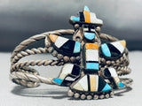 Collector Alert Vintage Native American Zuni Turquoise Knifewing Sterling Silver Bracelet-Nativo Arts