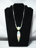 Native American Colorful Santo Domingo Inlay Turquoise Coral Jet Sterling Silver Necklace-Nativo Arts