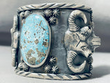Remarkable San Felipe Pilot Mountain Turquoise Sterling Silver Huge Bracelet-Nativo Arts