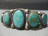 Museum Vintage Native American Navajo Graduating Royston Turquoise Sterling Silver Bracelet-Nativo Arts