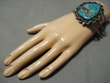 Huge Vintage Native American Navajo Old Morenci Turquoise Sterling Silver Bracelet-Nativo Arts
