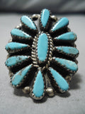 Incredible Vintage Native American Navajo Turquoise Cluster Sterling Silver Ring-Nativo Arts