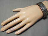 Rare Mary Morgan Vintage Native American Navajo Hand Tooled Sterling Silver Bracelet-Nativo Arts