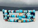 Most Unique Native American Navajo Turquoise Heishi Sterling Silver Bracelet Wow!!-Nativo Arts