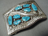 Carmelita Simplicio Vintage Native American Zuni Morenci Turquoise Sterling Silver Buckle Old-Nativo Arts