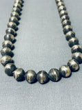 Hand Hammered Vintage Native American Navajo Sterling Silver Bead Necklace Old-Nativo Arts