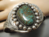 Quality Rare Vintage Native American Navajo Royston Turquoise Sterling Silver Leaf Bracelet Old-Nativo Arts