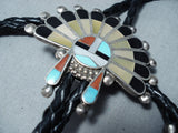 Tremendous Vintage Native American Zuni Turquoise Sterling Silver Bolo Old-Nativo Arts