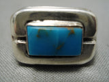 Thicker Vintage Native American Navajo Turquoise Inlay Sterling Silver Ring Old-Nativo Arts