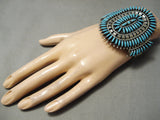 Huge Vintage Native American Navajo Neelde Turquoise Sterling Silver Bracelet-Nativo Arts