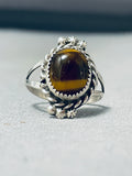 Eye Catching Native American Navajo Tiger Eye Dome Sterling Silver Ring-Nativo Arts