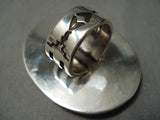 Colossal Vintage Native American Navajo Carico Lake Turquoise Sterling Silver Ring-Nativo Arts
