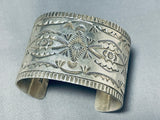 Best All Silver Vintage Native American Navajo Oscar Alexius Sterling Silver Wide Bracelet-Nativo Arts