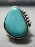 Vivid Blue Vintage Native American Navajo Turquoise Sterling Silver Ring-Nativo Arts