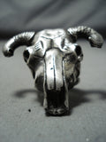 Elaborate Navajo Sterling Silver Skull Ring Native American-Nativo Arts