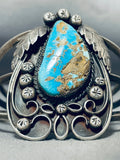 Outstanding Vintage Native American Navajo Pilot Mountain Turquoise Sterling Silver Bracelet-Nativo Arts