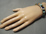 Native American Important Tommy Jackson Turquoise Vintage Sterling Silver Wave Bracelet-Nativo Arts