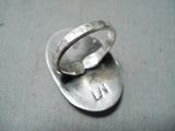 Nez Vintage Native American Navajo Old Kingman Turquoise Sterling Silver Ring-Nativo Arts