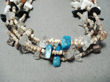 Native American Amazing Vintage Navajo Turquoise Sterling Silver Heishi Necklace-Nativo Arts