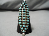Marvelous Vintage Zuni Native American Round Turquoise Sterling Silver Ring-Nativo Arts
