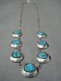 Amazing Vintage Native American Navajo Anderson Deepset Turquoise Sterling Silver Necklace-Nativo Arts