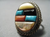 Marvelous Vintage Native American Navajo Turquoise Sterling Silver Ring Old-Nativo Arts
