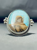 One Of A Kind Native American Navajo Turquoise Sterling Silver Monument Valley Ring-Nativo Arts
