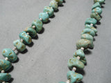 Chunky Amazing Vintage Native American Navajo Green Turquoise Sterling Silver Necklace Old-Nativo Arts