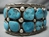 Marie Thompson Vintage Native American Navajo Sterling Silver Deepset Turquoise Bracelet-Nativo Arts