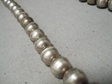 Fabulous Vintage Native American Navajo Sterling Silver Bead Necklace Old-Nativo Arts