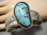 Exquisite Vintage Native American Navajo Blue Diamond Turquoise Sterling Silver Bracelet-Nativo Arts
