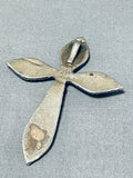One Of The Best Vintage Native American Navajo Turquoise Inlay Sterling Silver Cross Pendant-Nativo Arts