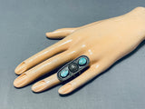 Incredible Vintage Native American Navajo Blue Gem Turquoise Sterling Silver Ring-Nativo Arts