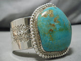 One Of Heaviest Native American Navajo Royston Turquoise Sterling Silver Bracelet Cuff-Nativo Arts