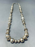 One Of The Bets Vintage Native American Navajo Sterling Silver Bead Necklace-Nativo Arts