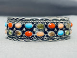 Fabulous Vintage Native American Navajo Turquoise Sterling Silver Bracelet Signed Lena Platero-Nativo Arts