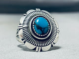 Jimmy Secatero Vintage Native American Navajo Bisbee Turquoise Sterling Silver Ring-Nativo Arts