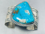 Dramatic 104 Gram Native American Navajo Blue Turquoise Sterling Silver Bracelet-Nativo Arts