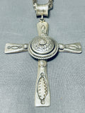 Authentic Heavy Ben Begaye (d) Vintage Native American Navajo Sterling Silver Cross Necklace-Nativo Arts