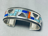 Multiple Technique Genius Vointage Native American Navajo Sterling Silver Turquoise Bracelet-Nativo Arts