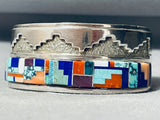 One Of The Best Vintage Native American Navajo Turquoise Inlay Sterling Silver Bracelet-Nativo Arts